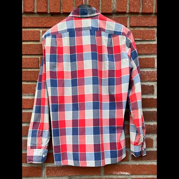 J.Crew Men’s Slim Fit Plaid Button-Down Shirt – Red, Blue & White Check – 100% - Picture 2 of 4